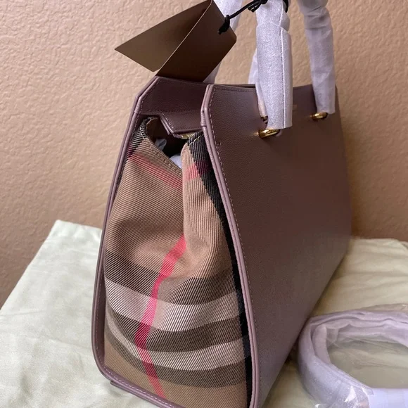 Burberry Banwell Tote rose gold Leather Shoulder Bag New